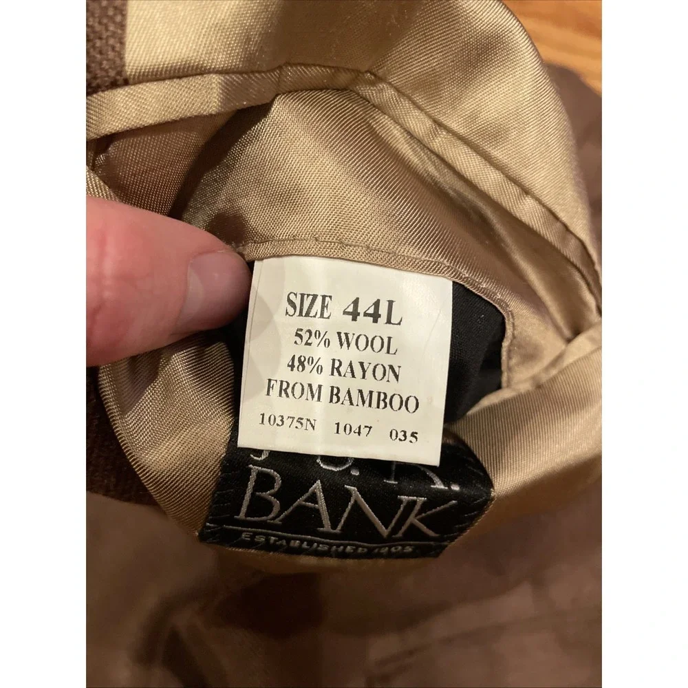 Jos A Bank Men's Blazer Wool Bamboo‎ Rayon Blend Brown Size 44L Summer Preppy